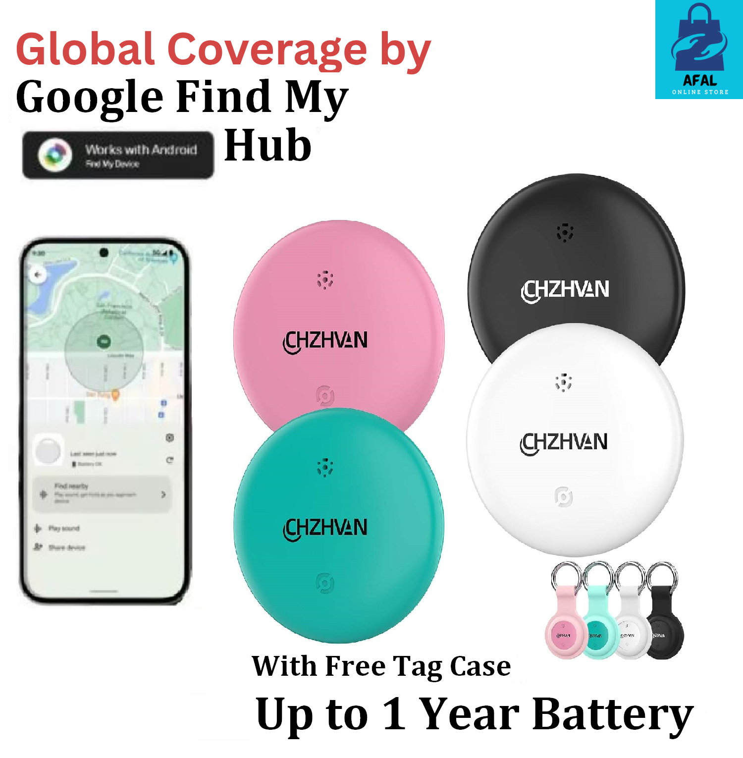 Afal Mini Tracker for bike, Car, Kids, Keys, Bag, Pets & Seniors | Bluetooth | Android supported | No SIM Needed | Worldwide Coverage |